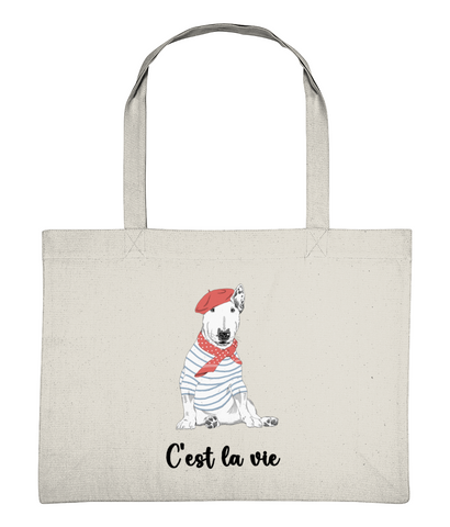 C'est la vie Bull Terrier Shopping Tote Bag