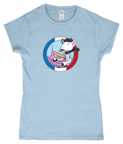 Bull Terrier French Cyclist Women's Fitted T-Shirt